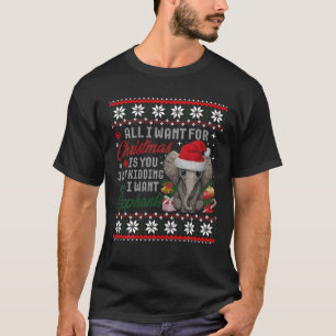 Het enige wat ik voor Kerstmis wil is olifanten. T-shirt