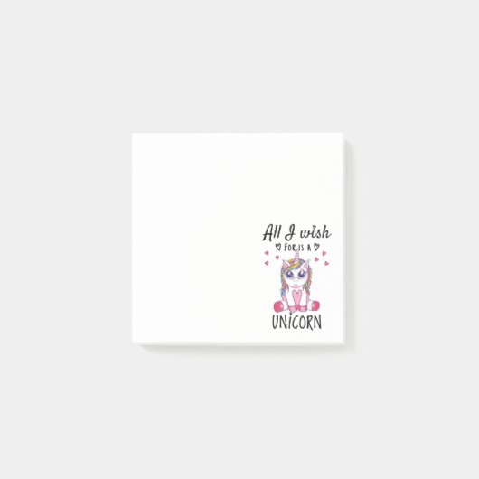 Het enige wat ik wens is een Eenhoorn Post-it® Notes (Voorkant)
