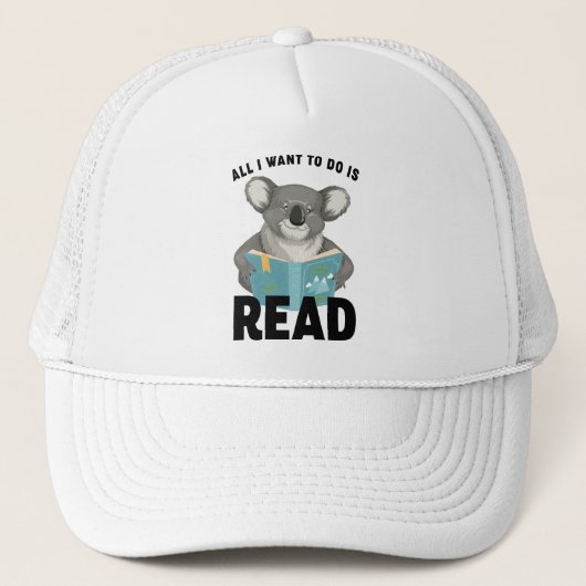 Het enige wat ik wil doen is Shirt Koala lezen, gr Trucker Pet (Voorkant)