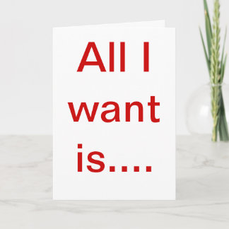 Het enige wat ik wil is een nieuwe auto feestdagen kaart
