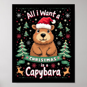 Het enige wat ik wil voor Kerstmis is een Capibara Poster
