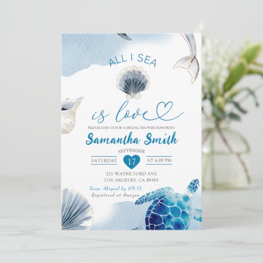 Het enige wat ik Zee is Love Seashells Coastal Vri Kaart (Staand voorkant)