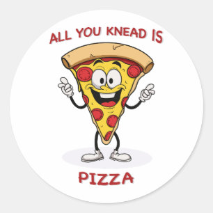 Het enige wat je kneed is pizza ronde sticker