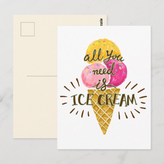 Het enige wat je nodig hebt is ijs, de zomer briefkaart (Voorkant / Achterkant)