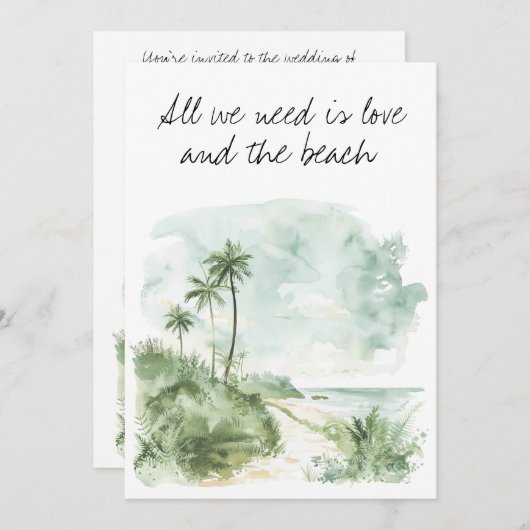 Het enige wat je nodig hebt is liefde en het stran kaart (Voorkant / Achterkant)