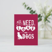 Het enige wat je nodig hebt is liefde... en honden briefkaart (Staand voorkant)