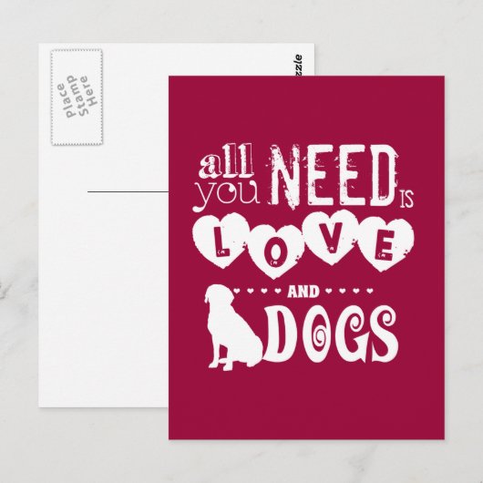 Het enige wat je nodig hebt is liefde... en honden briefkaart (Voorkant / Achterkant)