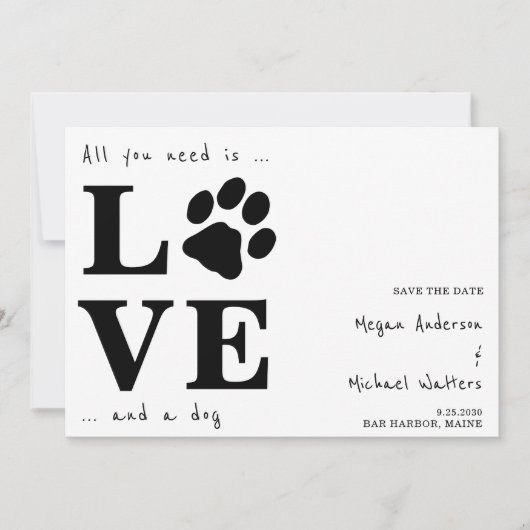 Het enige wat je nodig hebt is liefdeshondenweduwe aankondiging (Voorkant)