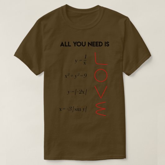Het enige wat je nodig hebt is Love Wiskunde Teach T-shirt (Design voorkant)