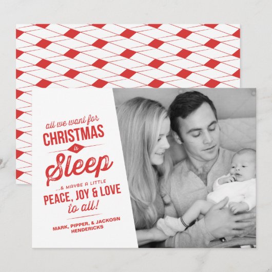 Het enige wat we willen voor Kerstmis is slapen |  Feestdagenkaart (Voorkant / Achterkant)