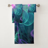 Het Enigma Bloom, een Aqua-Violet Fractal Flower Bad Handdoek (Insitu)