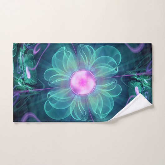 Het Enigma Bloom, een Aqua-Violet Fractal Flower Bad Handdoek (Handdoek)