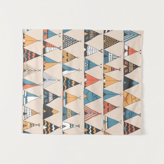 Het epiepatroon. Inheemse Amerikaanse zomertent Wi Wandkleed (Voorkant (horizontaal))