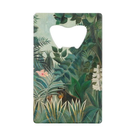 Het Equatoriaal Oerwoud (1909) van Henri Rousseau. Creditkaart Flessenopener (Voorkant)