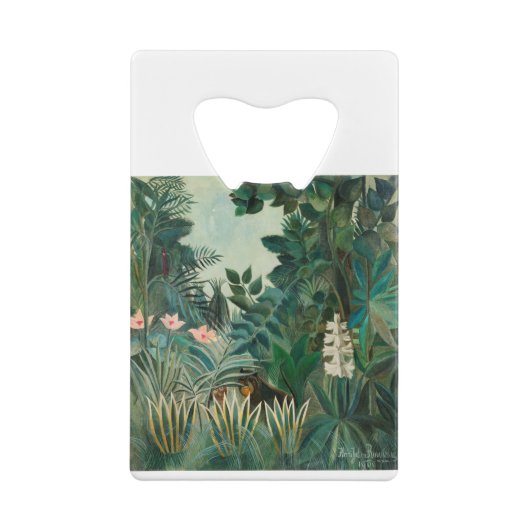 Het Equatoriaal Oerwoud (1909) van Henri Rousseau. Creditkaart Flessenopener (Achterkant)