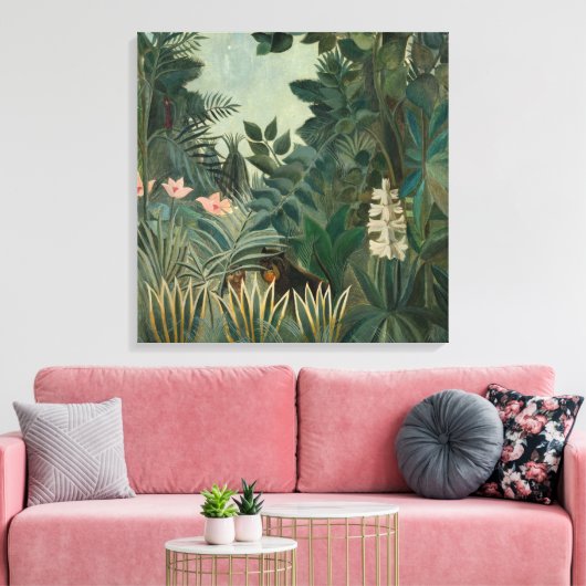 Het Equatoriaal Oerwoud | Henri Rousseau Canvas Afdruk (Insitu (Woonkamer))