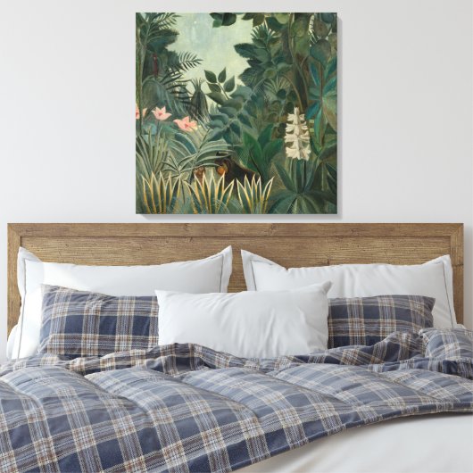 Het Equatoriaal Oerwoud | Henri Rousseau Canvas Afdruk (Insitu (Slaapkamer))