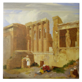 Het Erechtheum in Athene, met figuren in de voorst Tegeltje