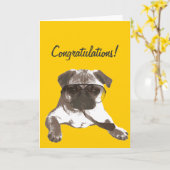 Het ernstige Pug Wenskaart van Gelukwensen Kaart (Gele Bloem)