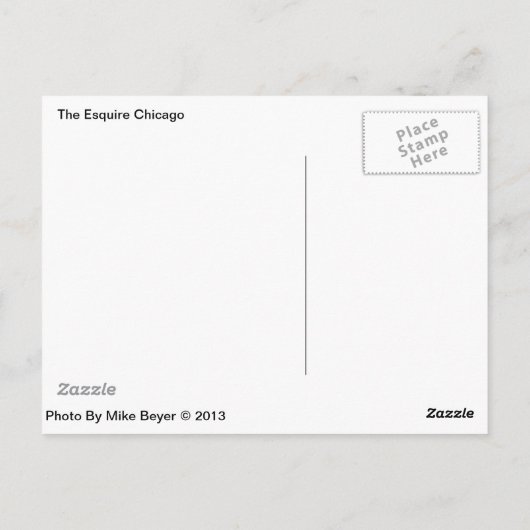 Het Esquire,  Chicago Neon Sign Briefkaart (Achterkant)