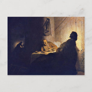 Het eten bij Emmaus. Door Rembrandt Van Rijn Briefkaart