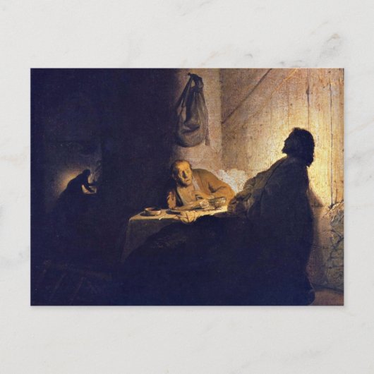 Het eten bij Emmaus. Door Rembrandt Van Rijn Briefkaart (Voorkant)