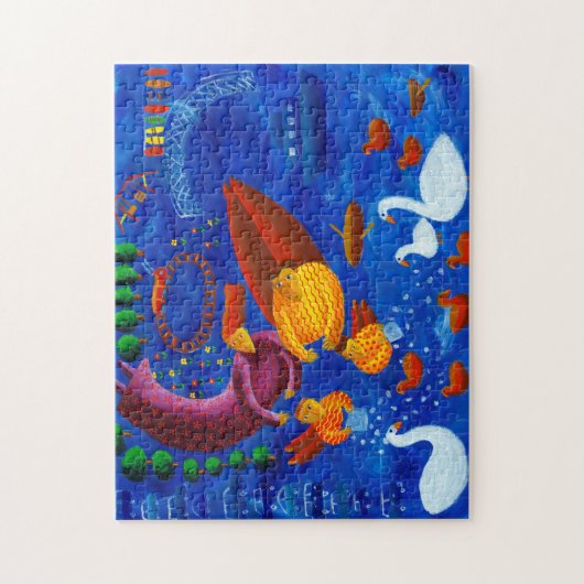 Het eten van de eenden schilderen legpuzzel (Verticaal)