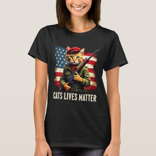 Het eten van katten Levens Probleem Grappig Donald T-shirt (Voorkant)