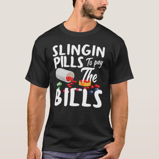 Het eten van pillen om de apotheker van de Bills t T-shirt (Voorkant)