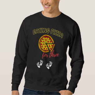Het eten van pizza voor drie zwangere moeder van t trui