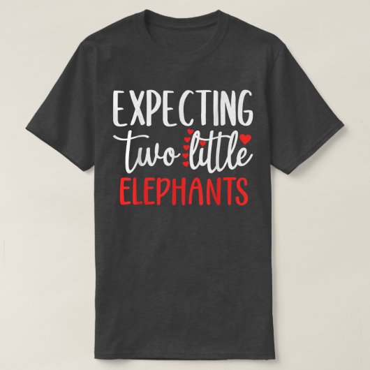 Het eten van twee kleine olifanten Funny Pregnancy T-shirt (Design voorkant)