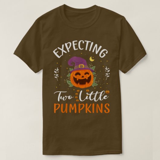 Het eten van twee kleine pompoenen met Halloween z T-shirt (Design voorkant)