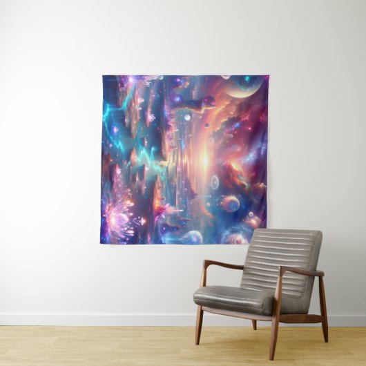 Het etherische buitenaardse landschap met zwevende wandkleed (In Situ (horizontaal))