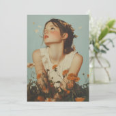 Het etherische meisje in de wilde bloemen kaart (Staand voorkant)
