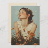 Het etherische meisje in de wilde bloemen kaart (Voorkant / Achterkant)