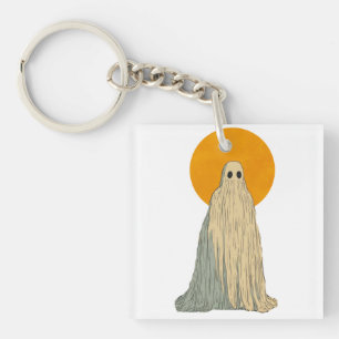 Het etherische spook tegen de volle maan sleutelhanger