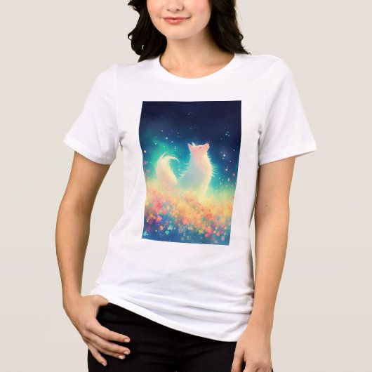 Het Ethische Wolf Nachtlied Tri-Blend Shirt (Voorkant)