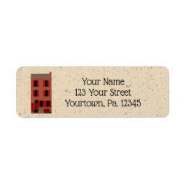 Het etiket met het retouradres van Brownstone