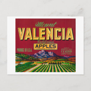 Het etiket Valencia Apple - Watsonville, CA Briefkaart
