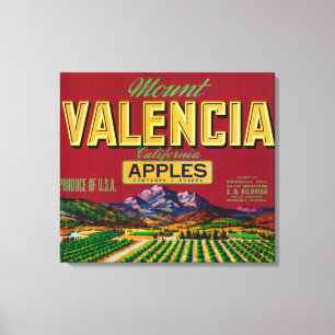 Het etiket Valencia Apple - Watsonville, CA Canvas Afdruk