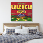 Het etiket Valencia Apple - Watsonville, CA Canvas Afdruk (Insitu (Slaapkamer))