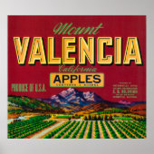 Het etiket Valencia Apple - Watsonville, CA Poster (Voorkant)