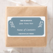 Het etiket van de inblikkruik met gelieve terug te (Insitu)