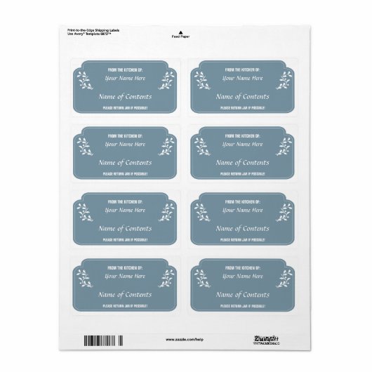 Het etiket van de inblikkruik met gelieve terug te (Full Sheet)