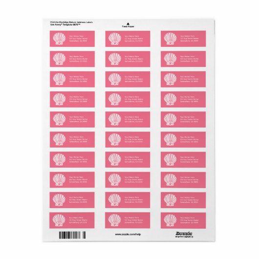 Het Etiket van het Adres van de terugkeer/Roze Zee (Full Sheet)