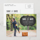 Het Etiket van het Chalkboard Foto sparen het Brie Aankondigingskaart (Voorkant / Achterkant)