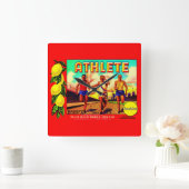 het etiket van het het fruitkrat van de jaren vierkante klok (Huis)