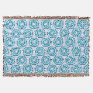 het etnische blauwgroen mandala - patroon . deken