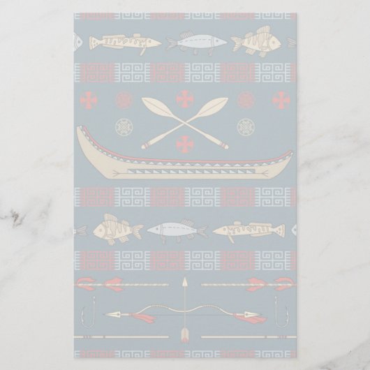 Het etnische Patroon van de Visserij Briefpapier (Voorkant)