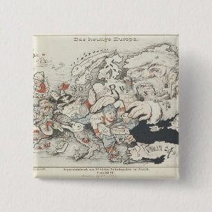 Het Europa van vandaag", 1887 Vierkante Button 5,1 Cm